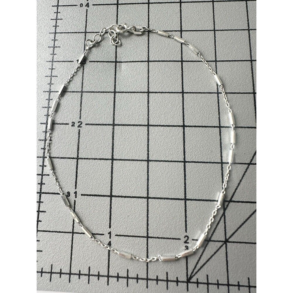 925 Italy Sterling Silver Bar Chain Anklet Bracelet 10”